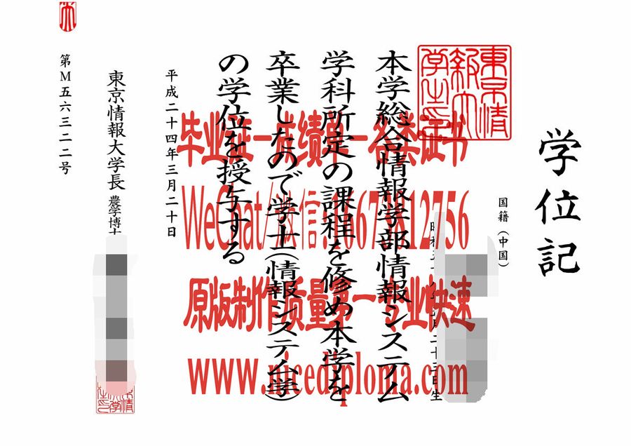 哪里有做东京情报大学毕业证学位记原版